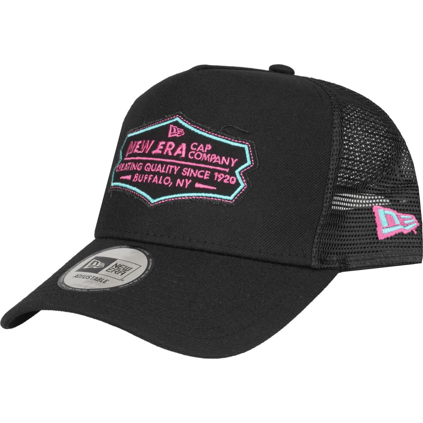 New Era, Herren, Cap, Adjustable Trucker Cap - RETRO PATCH schwarz / teal, Schwarz, (One Size)