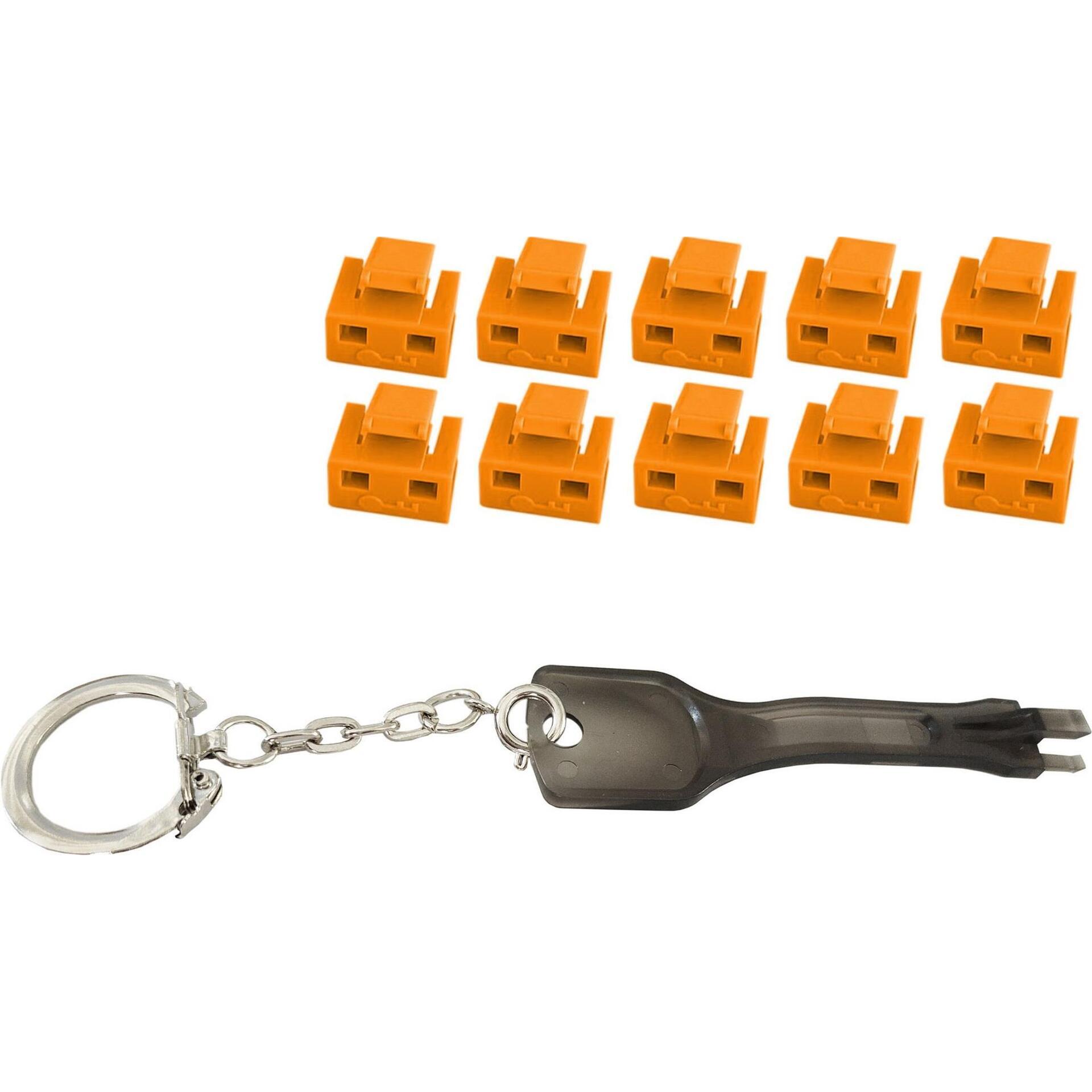 Shiverpeaks -BASIC-S--Netzwerk RJ45-Port Blocker mit Schlüssel (1x Schlüssel, 10x Schlösser), orange (Blindmodul), Netzw...
