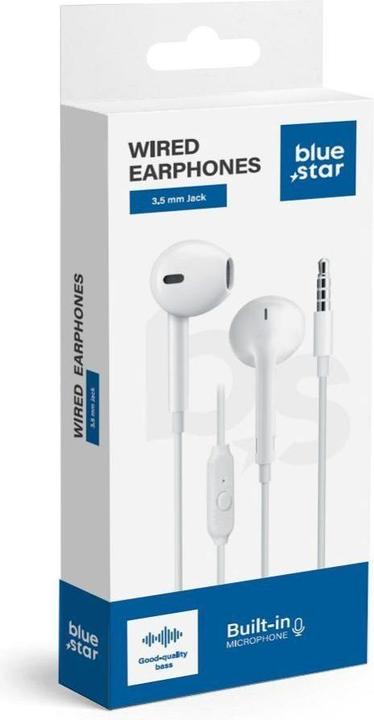 Produktbild BlueStar Wired headphones Blue Star BLUE STAR wire earphones Jack 3,5 mm with microphone PA-E65 1,2 m white (Kabelgebunden)