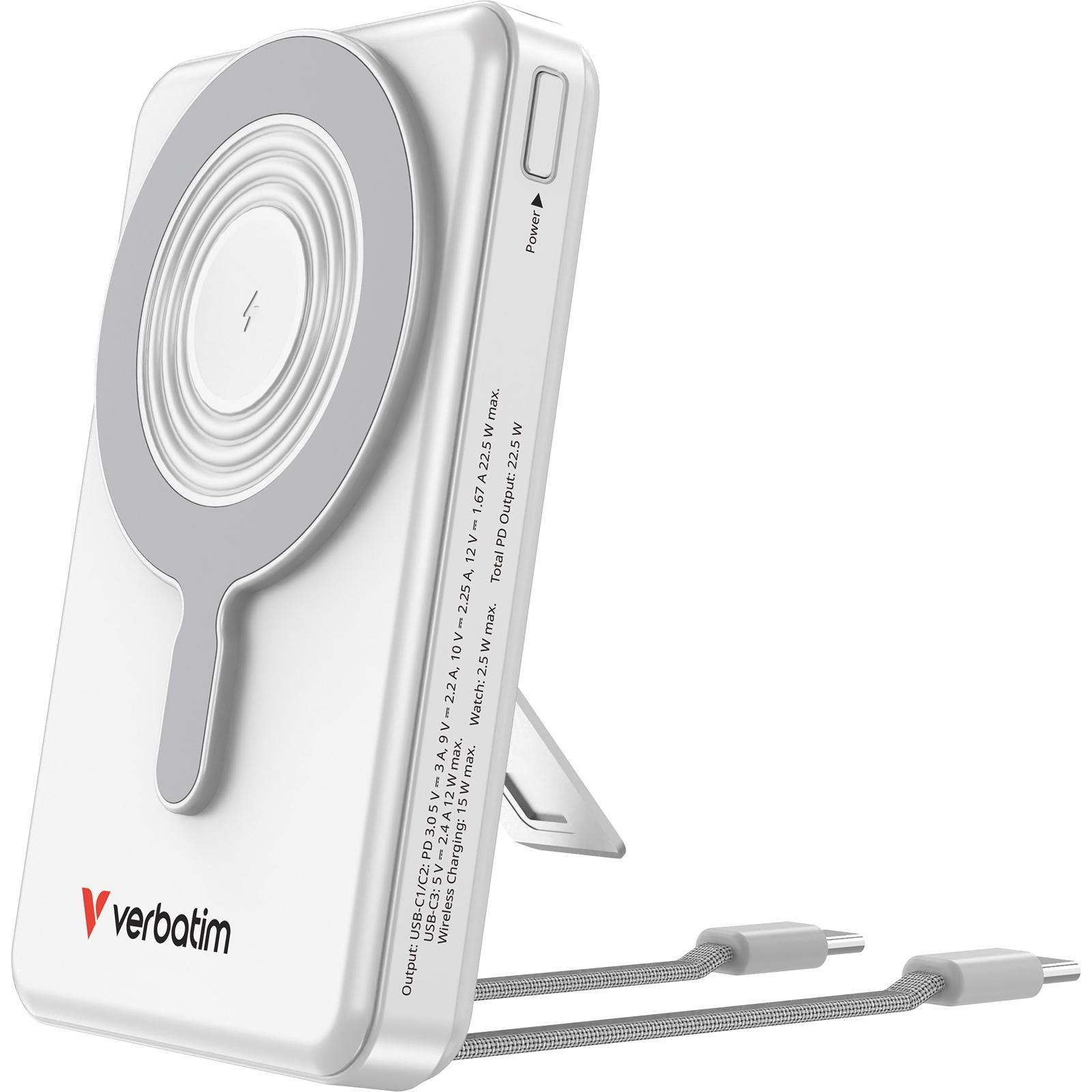 Verbatim Charge'n'Go Power Bank 2C & Display 10000mAh silver (10000 mAh, 52 W, 38.50 Wh), Powerbank, Argento