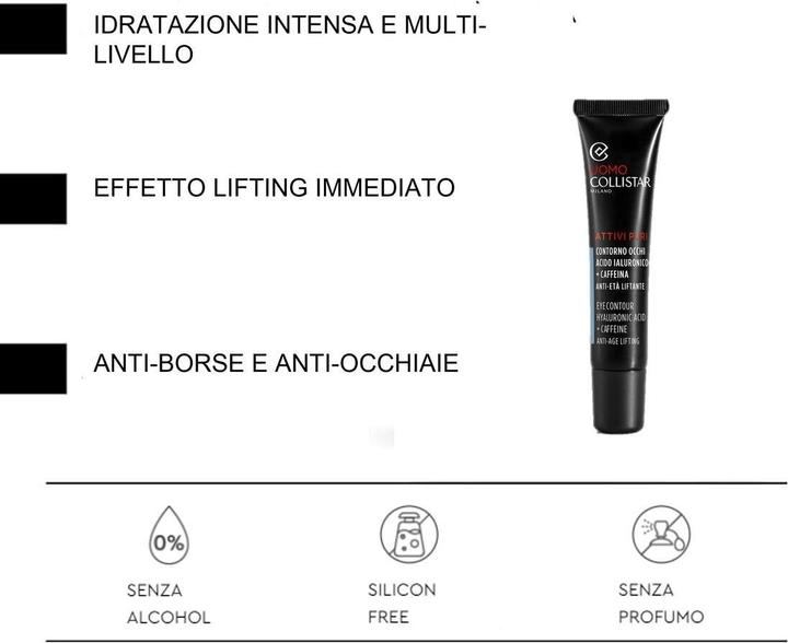 Actual product image Collistar Eye cream Hyaluronic Acid + Caffeine ( Eye Contour ) 15 ml (Eye Care Cream, 15 ml)