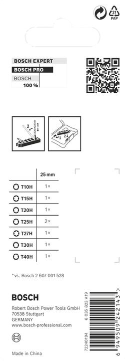 Image du produit Bosch Professional Zubehör Embout de sécurité PRO Torx Impact Bit, T10H, T15H, T20H, T25H(x2), T27H, T30H, T40H, 25 mm, 8 pcs.