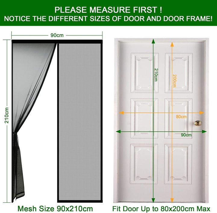 Actual product image Mara Vital Magnetic Insect Screen for Patio Door, Easy Adhesive Mounting (210 x 90 cm)