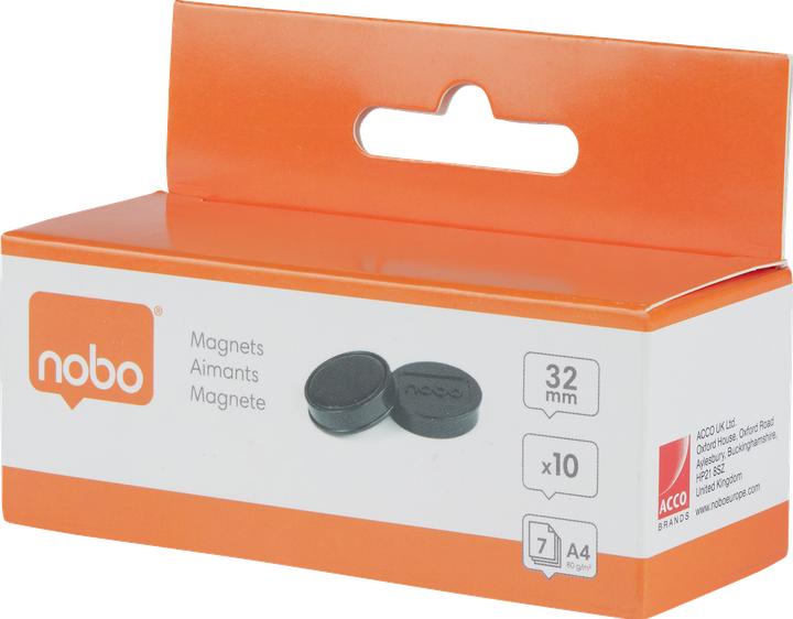 Actual product image Nobo Magnet round 32mm 1915298 black 10 pieces (10 x)