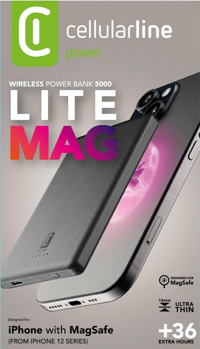 Produktbild Cellularline Cellular Line Power Bank 5000mAh MagSafe Grau (5000 mAh, 20 W, 18.50 Wh)