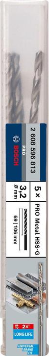 Produktbild Bosch Professional Zubehör PRO Metal HSS-G Spiralbohrer, 3,2 x 69 x 106 mm (3.2 mm)