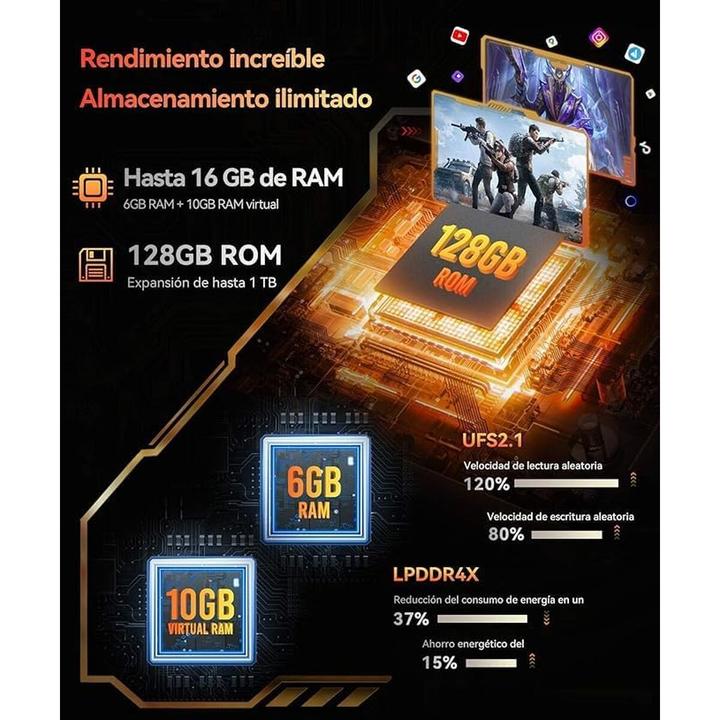 Image du produit Cubot Kingkong Es (128 Go, Noir, Noir, Orange, 6.50", Double SIM, 4G)