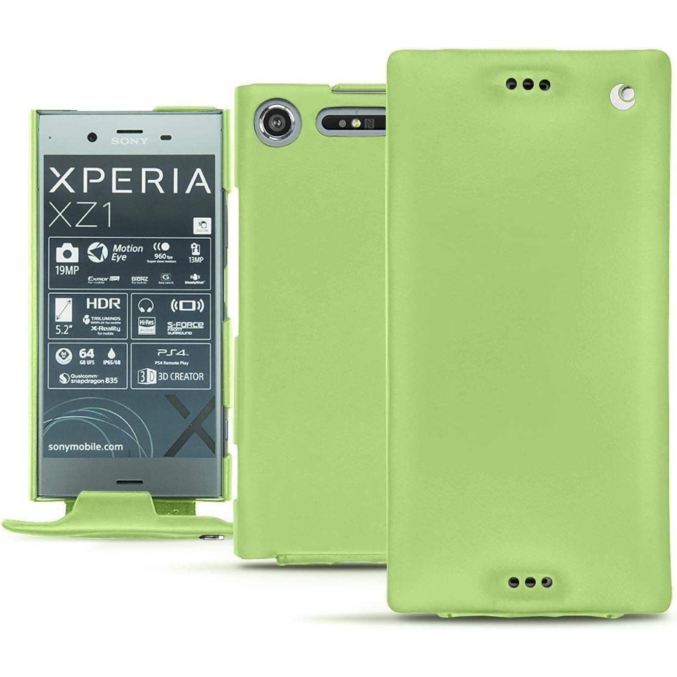 Noreve Lederschutzhülle vertikal (Sony Xperia XZ1), Smartphone Hülle, Grün