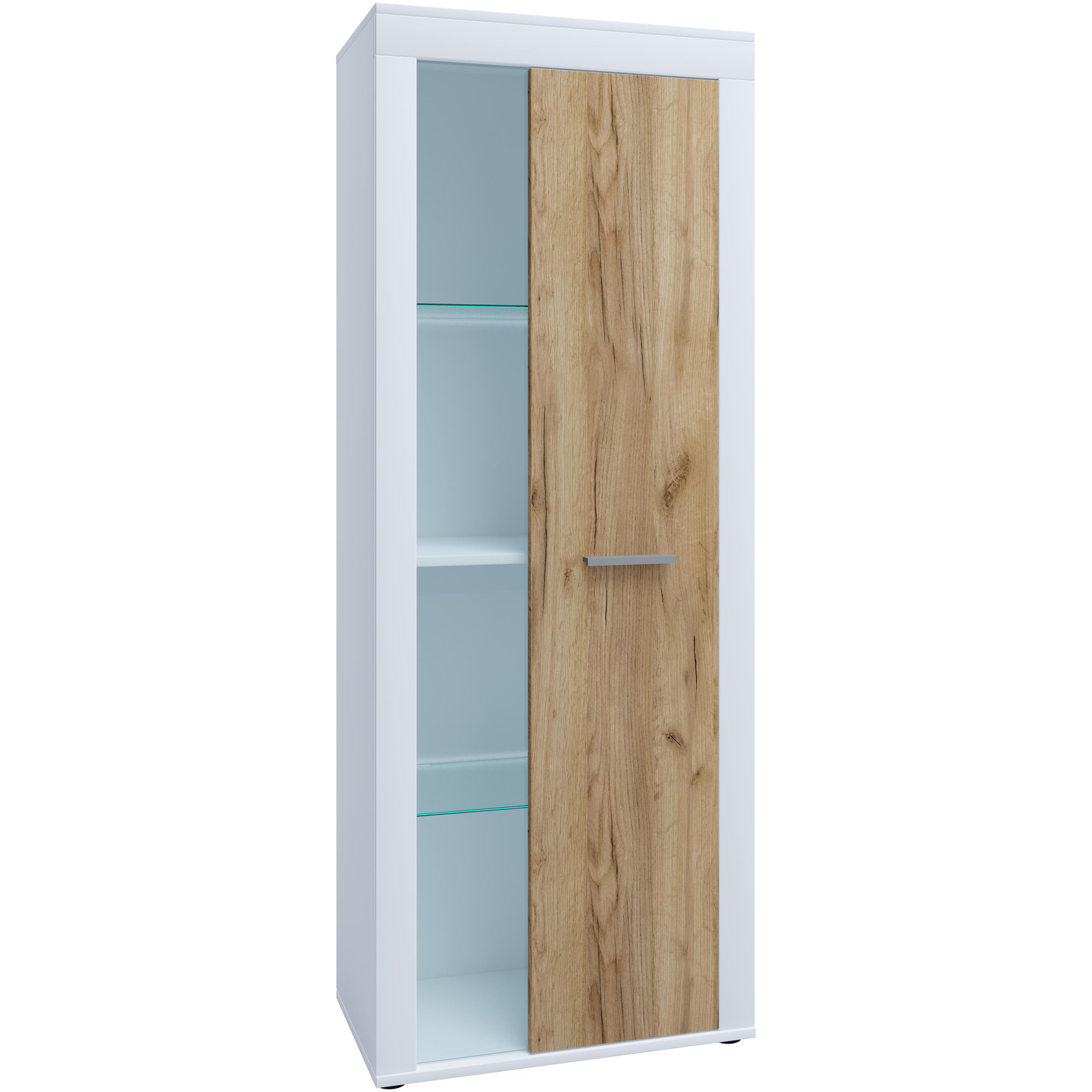 VCM, Vitrine + Buffetschrank, Schrank Vitrine Wohnzimmer Glas Usilo (60 x 35 x 159 cm)