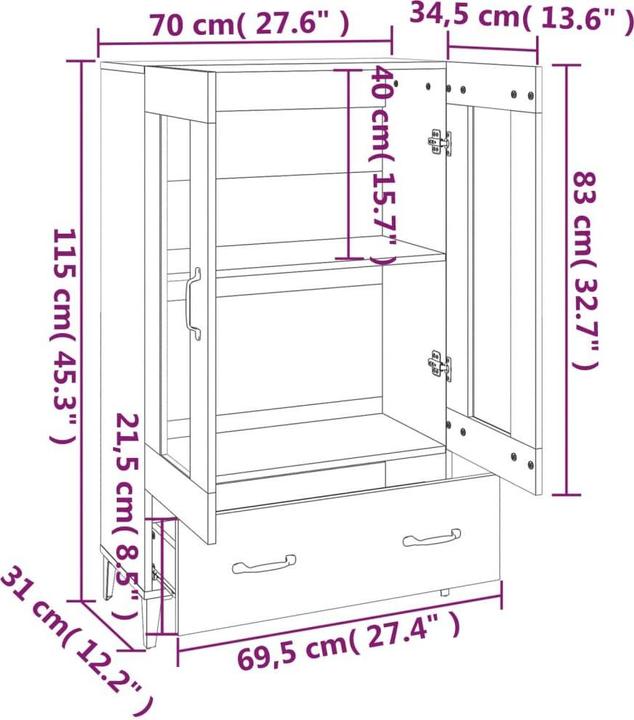 Produktbild vidaXL Highboard (70 x 70 x 115 cm)