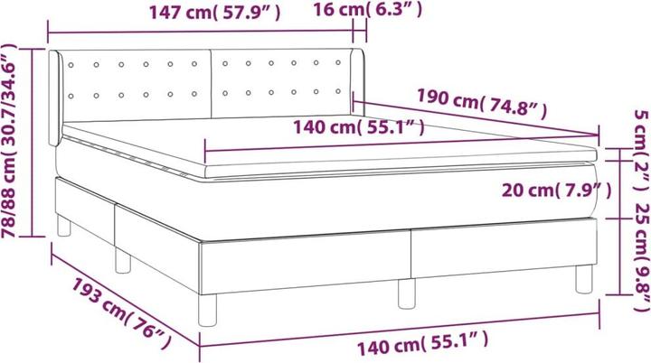 Immagine prodotto vidaXL Boxspringbett (140 x 190 cm)