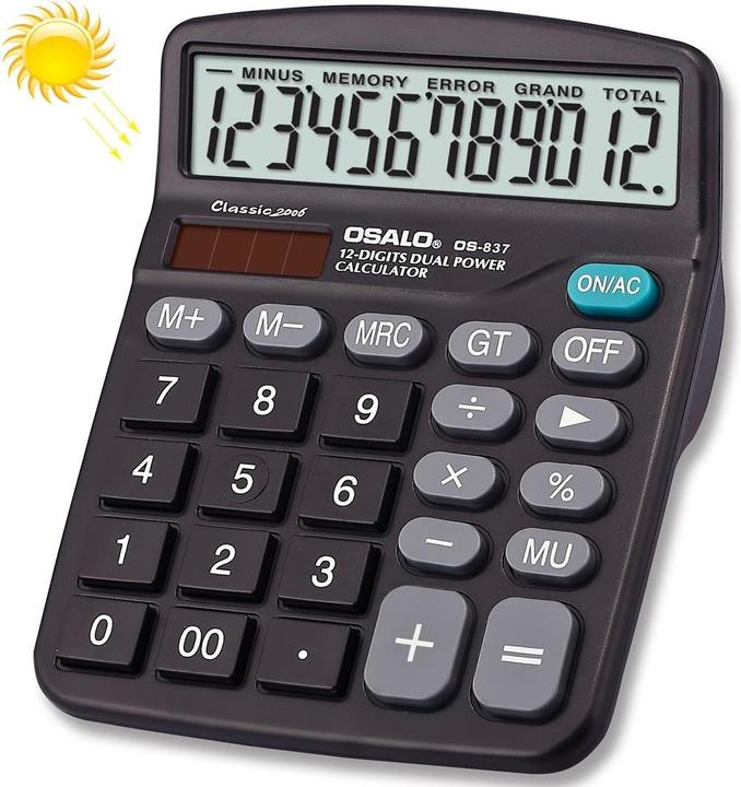 Produktbild Osalo Multifunktionaler Solar Taschenrechner Schwarz