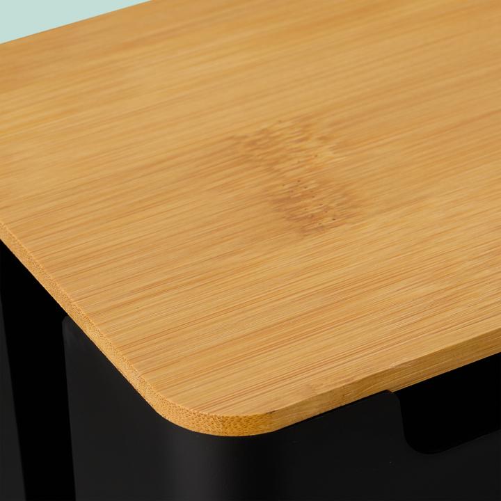 Image du produit Relaxdays Schwarze Kabelbox mit Bambusdeckel