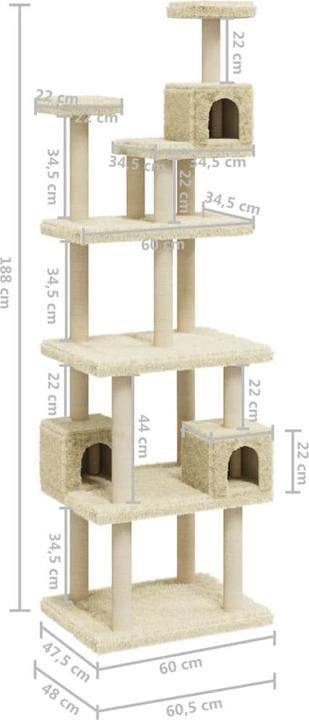Produktbild vidaXL Katzenbaum (188 cm, Creme)