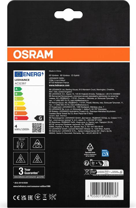 Actual product image Osram LED Vintage (E27, 5 W, 250 lm, 1 x, G)