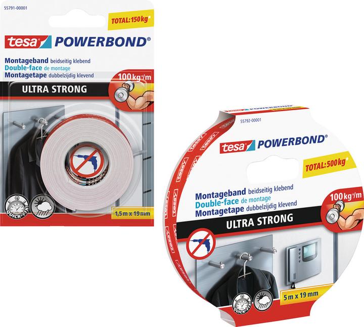 Actual product image tesa Powerbond ULTRA STRONG double-sided mounting tape (19 mm)