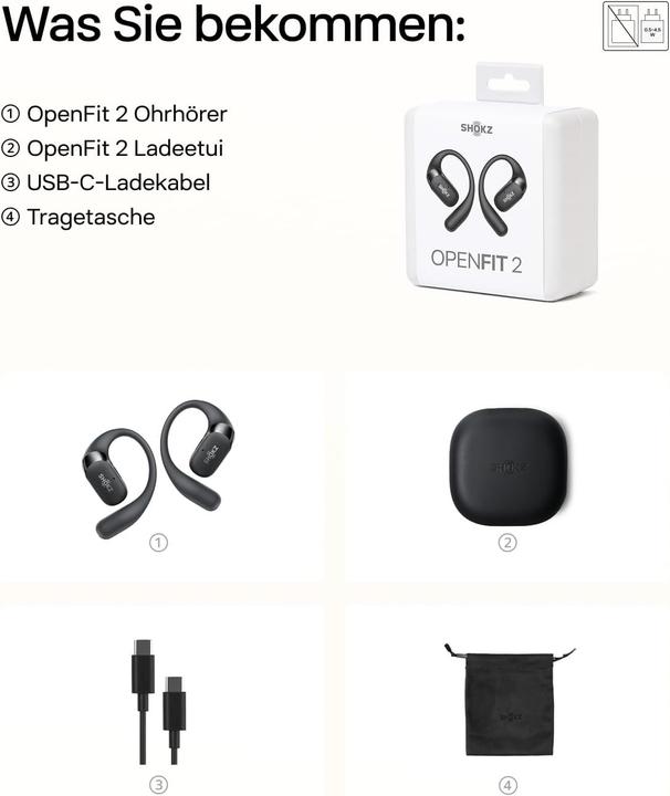 Image du produit Shokz OpenFit 2 Open-Ear Bluetooth-Kopfhörer (ANC, 48 h, Sans fil)