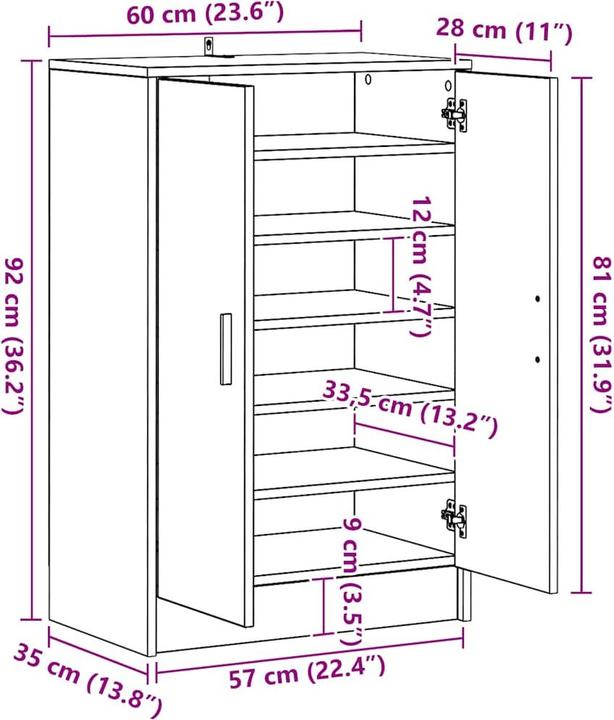 Actual product image vidaXL Jakob (60 x 35 x 92 cm)