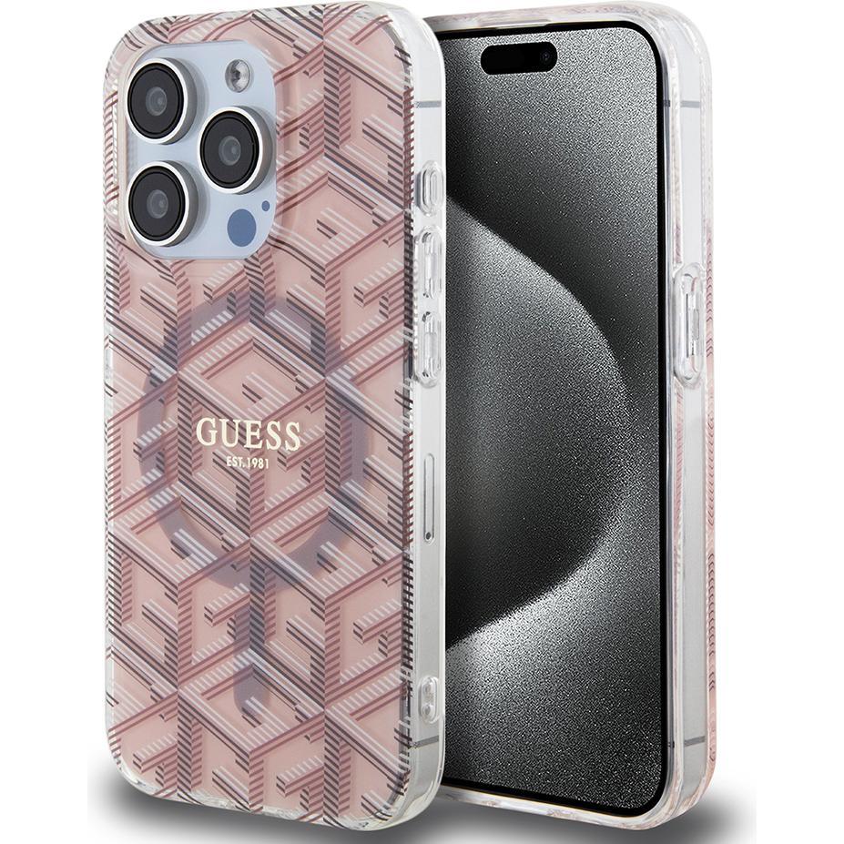 Guess GUHMP15XHGCUSTGP iPhone 15 Pro Max 6.7" różowy/pink hardcase IML GCube MagSafe (Apple iPhone 15 Pro Max), Smartpho...