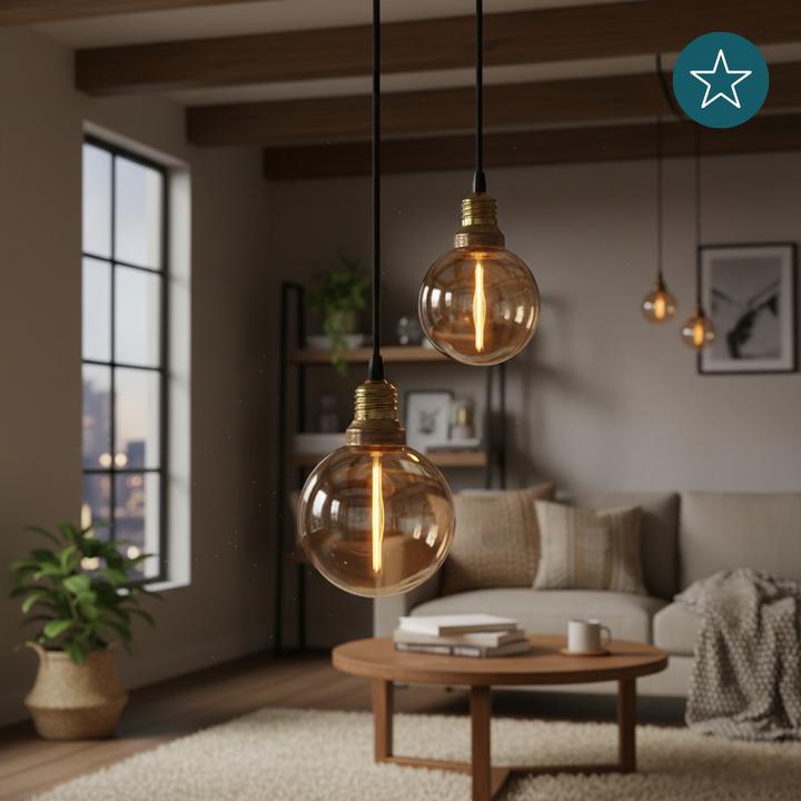 Produktbild Luxula LED-Filament-Lampe, Line Amber Globe, E27, 2W, 65lm, 1800K (E27, 65 lm, 1x)