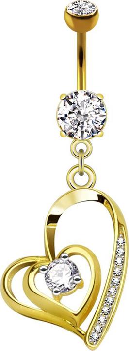 Actual product image Star Piercing Banana 14k gold-plated with pendant heart twisted crystal silver (Brass, Surgical steel 316L)