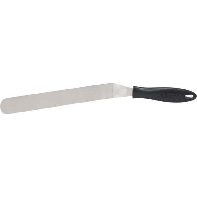 Patisse Palettenmesser gebogen Edelstahl Kunststoffgriff 25 cm, Cake Design Utensilien, Silber, Schwarz
