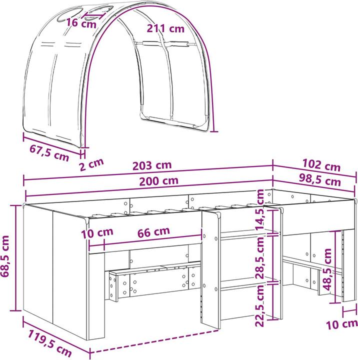 Image du produit vidaXL Modernes Bett (98.50 x 200 cm)