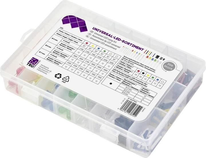 Immagine prodotto Tru Components Assortimento di LED Rosso, Blu, Verde, Giallo, Bianco freddo, Bianco caldo Ru