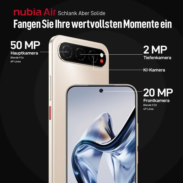 Actual product image Nubia Air / 8GB / 256GB / Gold (256 GB, Beige, Sand, titanium desert, 6.78", Dual SIM, 5G)
