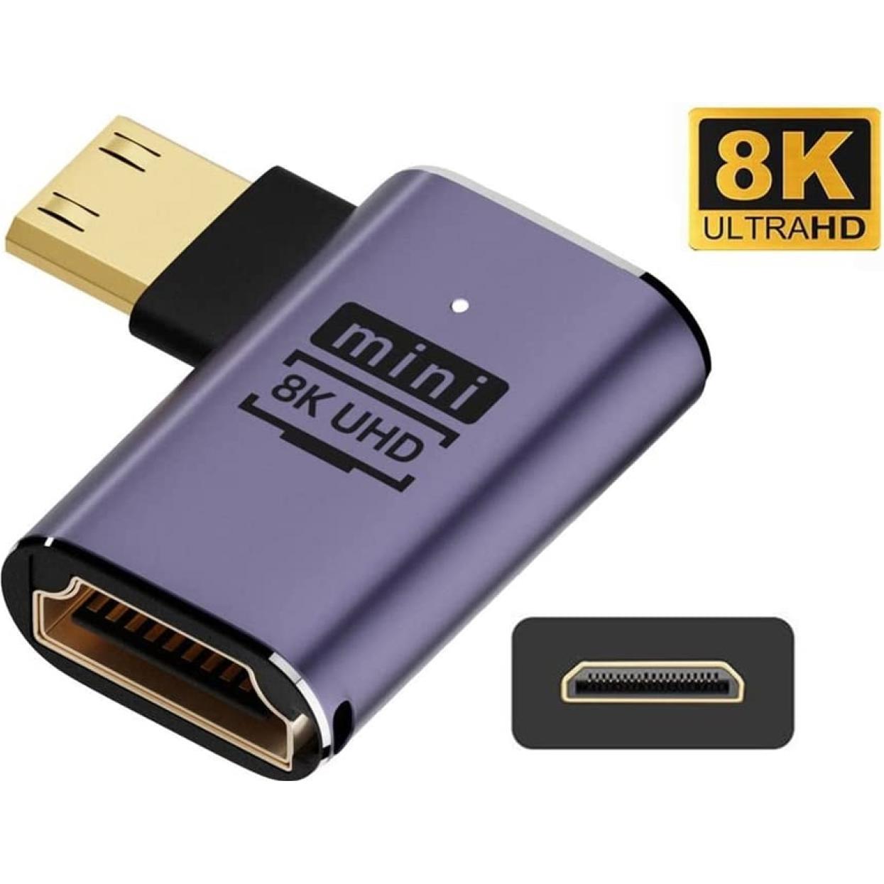 Thumbnail - PowerGuard Mini HDMI auf HDMI 2.1 90-Grad Winkel Right Adapter (HDMI), Video Kabel