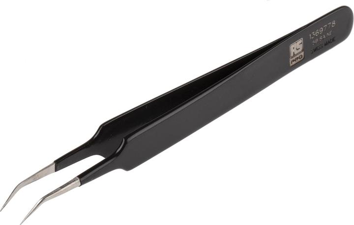 Produktbild RS PRO ESD epoxy coated tweezers bent 110mm