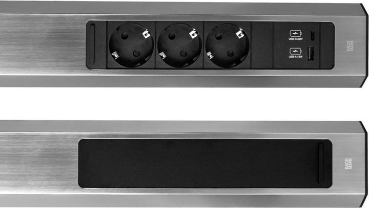Image du produit Bachmann CASIA 2 3x prise de courant 1x USB-Charger A/C (932.006) aspect inox, long (3 x, CEE 7/3, 2 m)