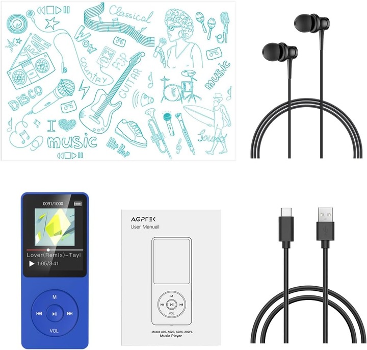 Produktbild Agptek 8GB MP3-Player Marineblau (8 GB)