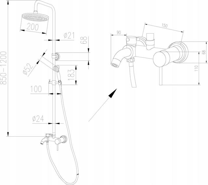 Nährwerte und Zutaten Fala Duschsäule, Duschpaneele RETRO BRONZE 2