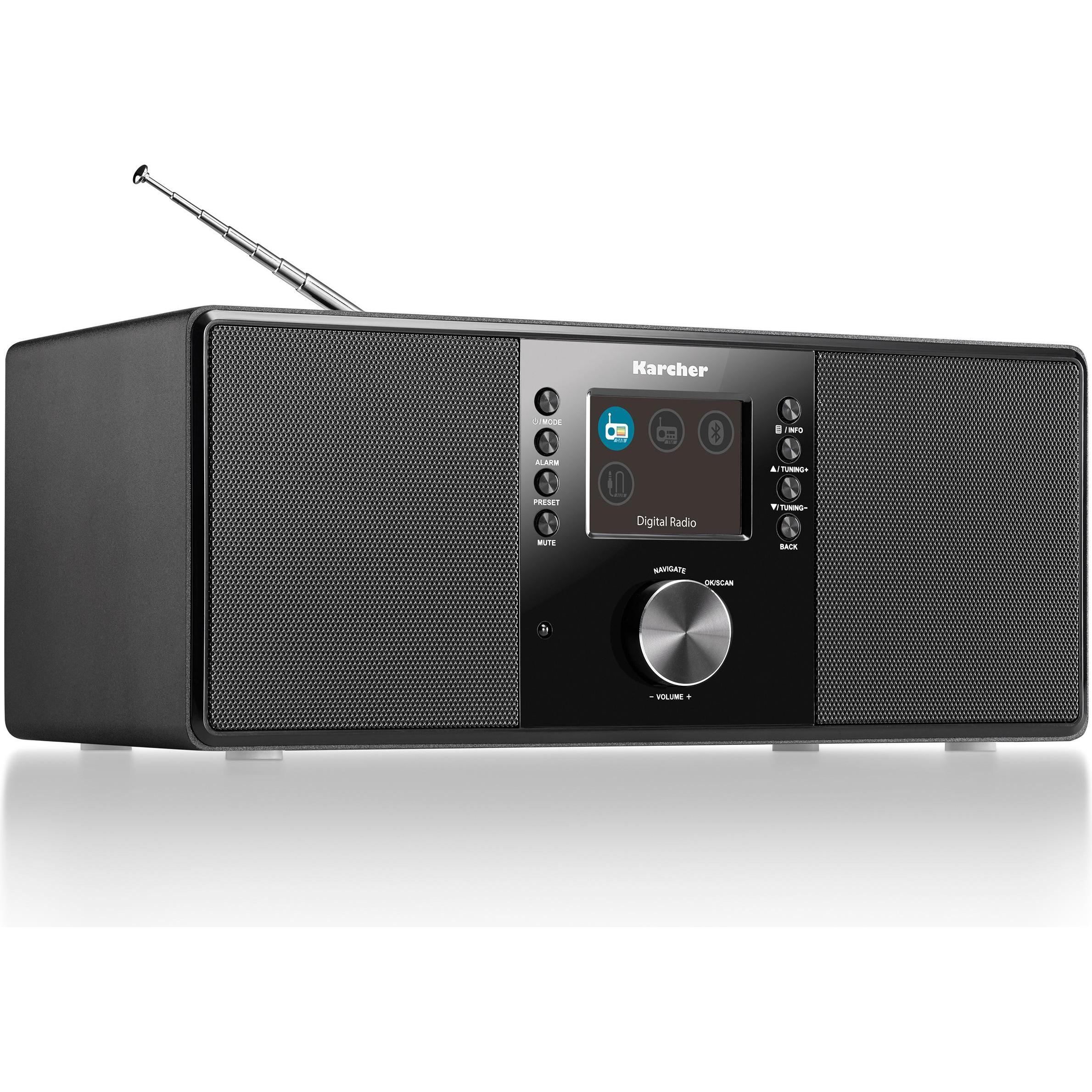 Karcher DAB 5000+ Digitalradio (DAB+ / UKW-RDS, AUX-IN, Bluetooth, Wecker mit Dual-Alarm) schwarz (DAB, FM, Bluetooth), Radio, Nero
