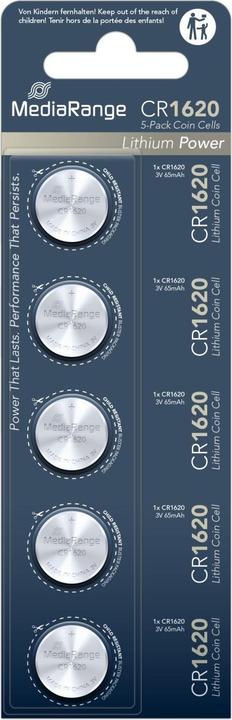 Image du produit MediaRange Piles boutons CR1620 3V (5 pcs, CR1620, 65 mAh)
