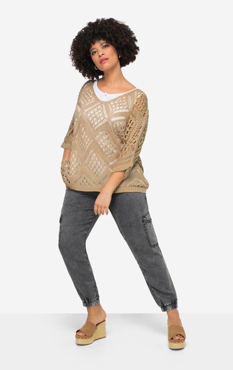 Produktbild Angel of Style Pullover, oversized, Ajourstrick, V-Ausschnitt, Langarm (58)