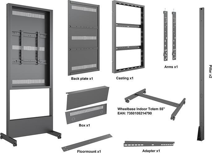 Produktbild Multibrackets Rollbarer Monitor Ständer 55", Universal, Stahl (35 kg)