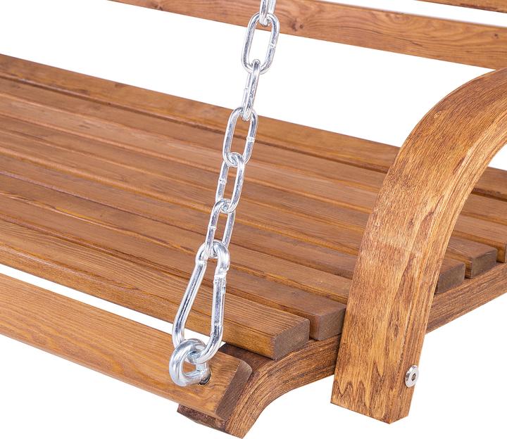 Produktbild Beliani Gartenschaukel Lärchenholz dunkelbraun Sonnendach beige ANDRIA