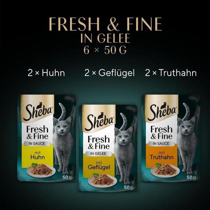 Image du produit Sheba Sachet fraîcheur Fresh & Fine en gelée avec de la dinde, du poulet, de la volaille 6 x 50 g (Adulte, 6 pcs, 300 g)