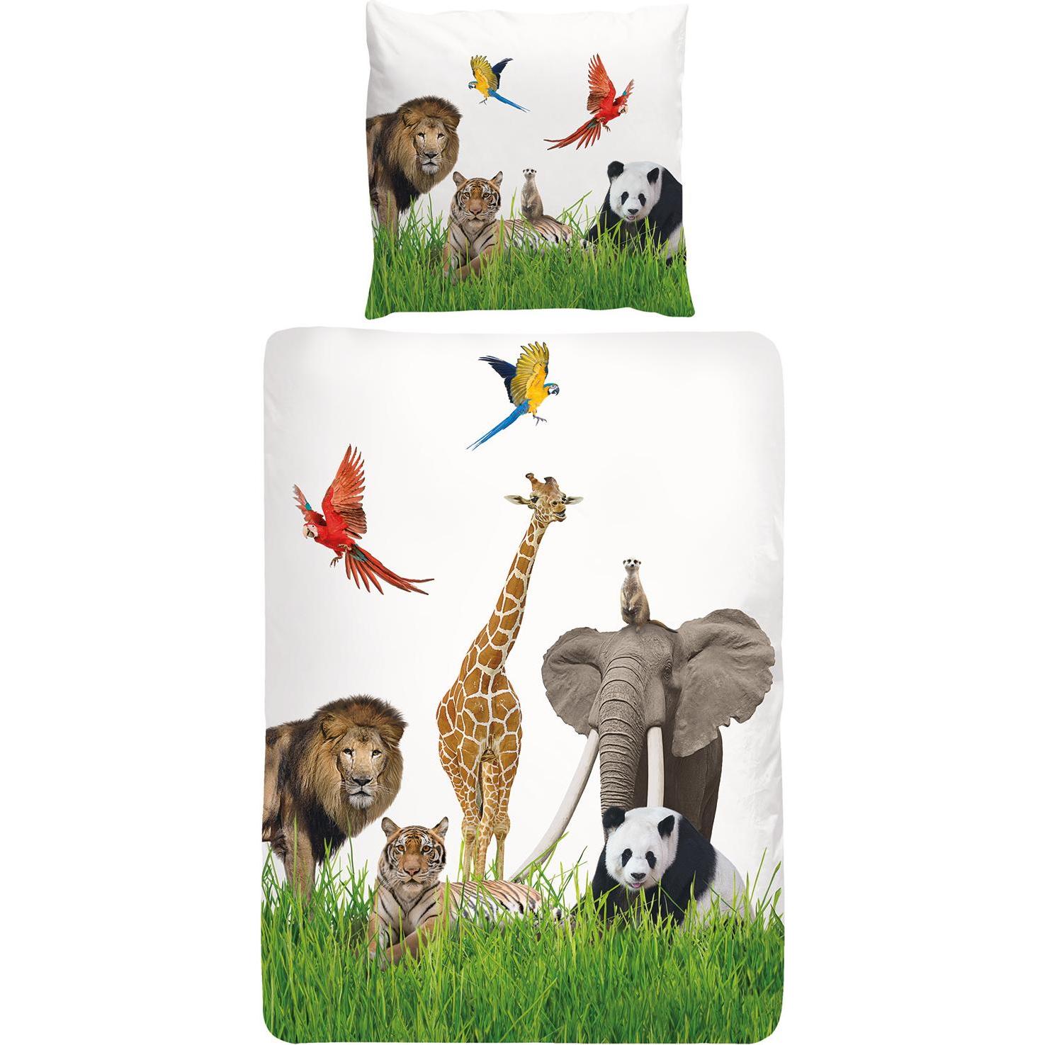 Traumschlaf, Bettwäsche, Bettwäsche Löwe Panda Elefant (Bettwäsche Set, 135x200 cm + 80x80 cm)