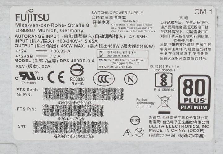 Nährwerte und Zutaten Fujitsu A3C40172099 (450 W)