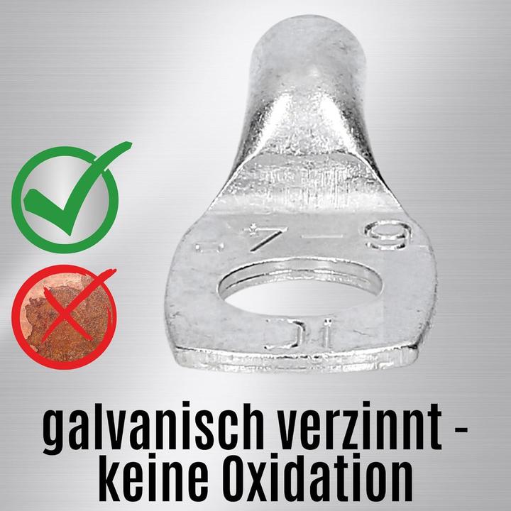 Produktbild Kalitec 10 Stück HR4-6 Handelsübliche Rohrkabelschuhe 4mm² M6 I ohne Sichtloch I Made in Germany