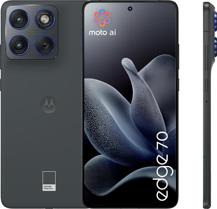 Actual product image Motorola Edge 70 6.7 Dual SIM Android 16 USB Type-C 12 GB 512 GB 4800 mAh Grau (512 GB, Grey, PANTONE Gadget Grey, 6.70", Dual SIM, 5G)