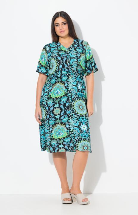 Produktbild Ulla Popken Midikleid, A-Linie, V-Ausschnitt, Ballon-Halbarm (50, 52)