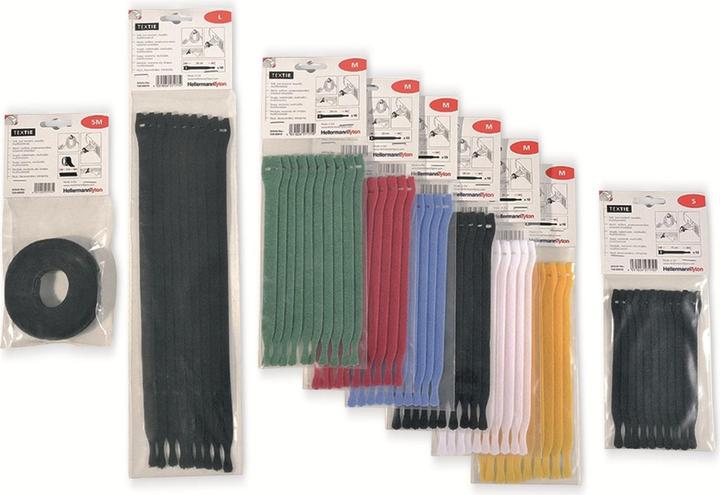Produktbild HellermannTyton Schnellkabelbinder 200x12,5 Textil schw. (Kunststoffkabelbinder, 200 mm, 10 Stk.)