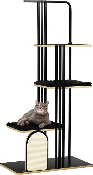 PawHut Kratzbaum mit Kissen und 4 Ebenen (170 cm, Schwarz)