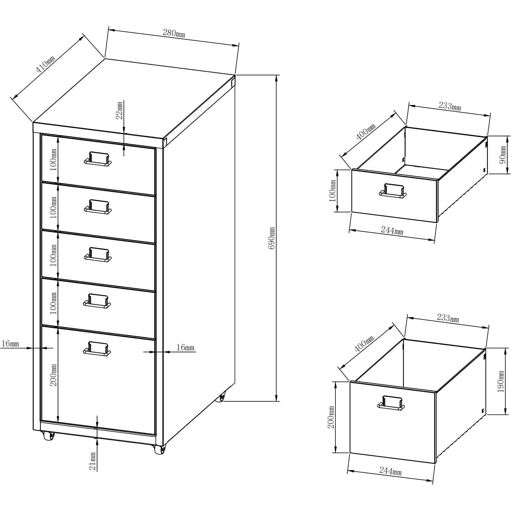 Thumbnail - En.Casa, Rollcontainer, Kökar (69 x 28 x 41 cm)