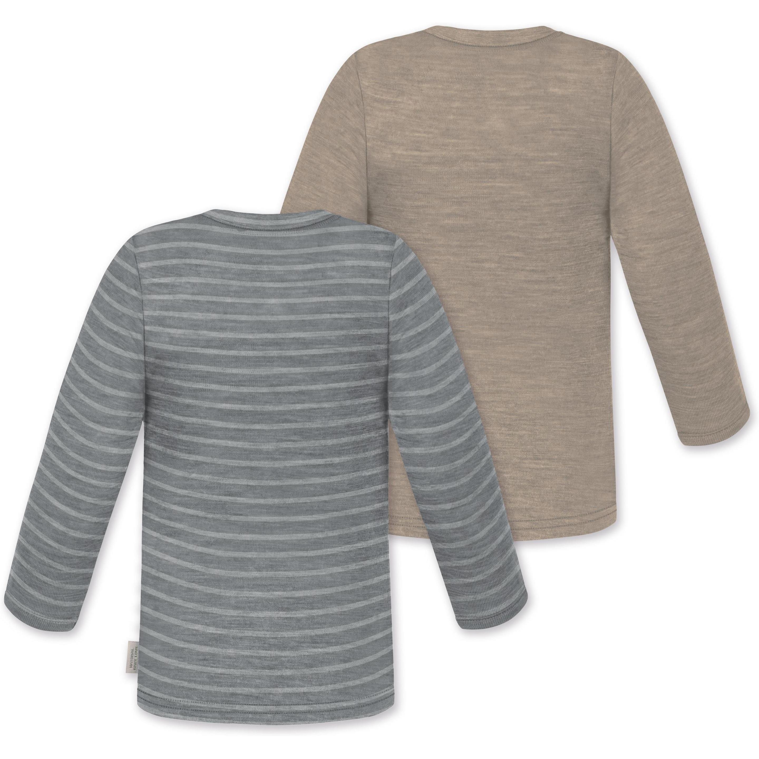 Thumbnail - Normani, Herren, Body, 2er Pack Baby Merino Longsleeve „Taupo" - 9473, Grau, (92)