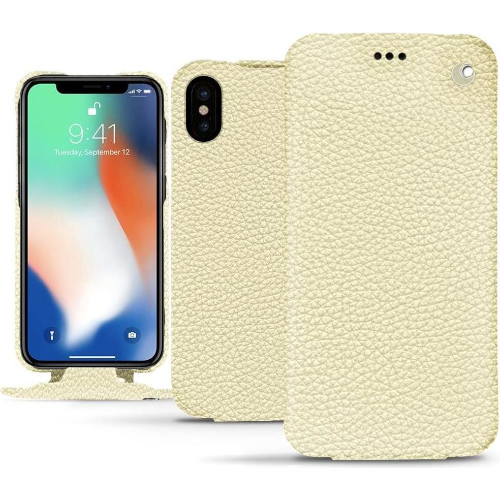 Noreve Lederschutzhülle vertikal (Apple iPhone XS Max), Smartphone Hülle, Weiss
